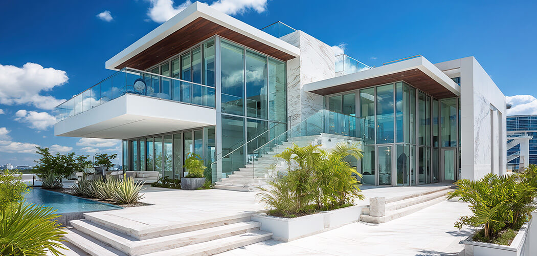 Contemporary exterior of a luxury unit featured in the Penthouses for Sale in Miami Beach