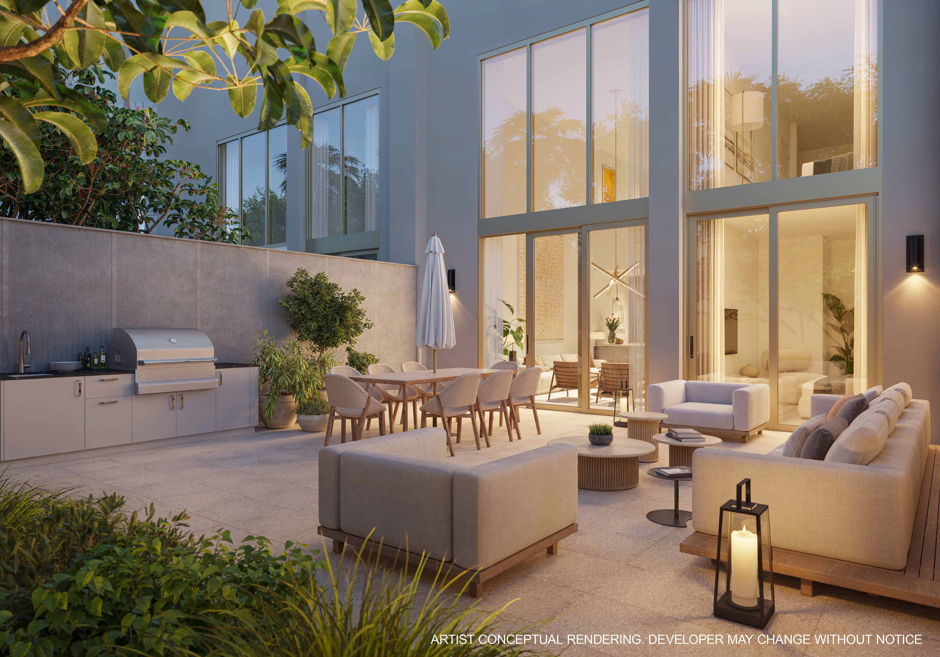 Built-in home office at 2200 Brickell Residences with custom wood shelving and modern workspace