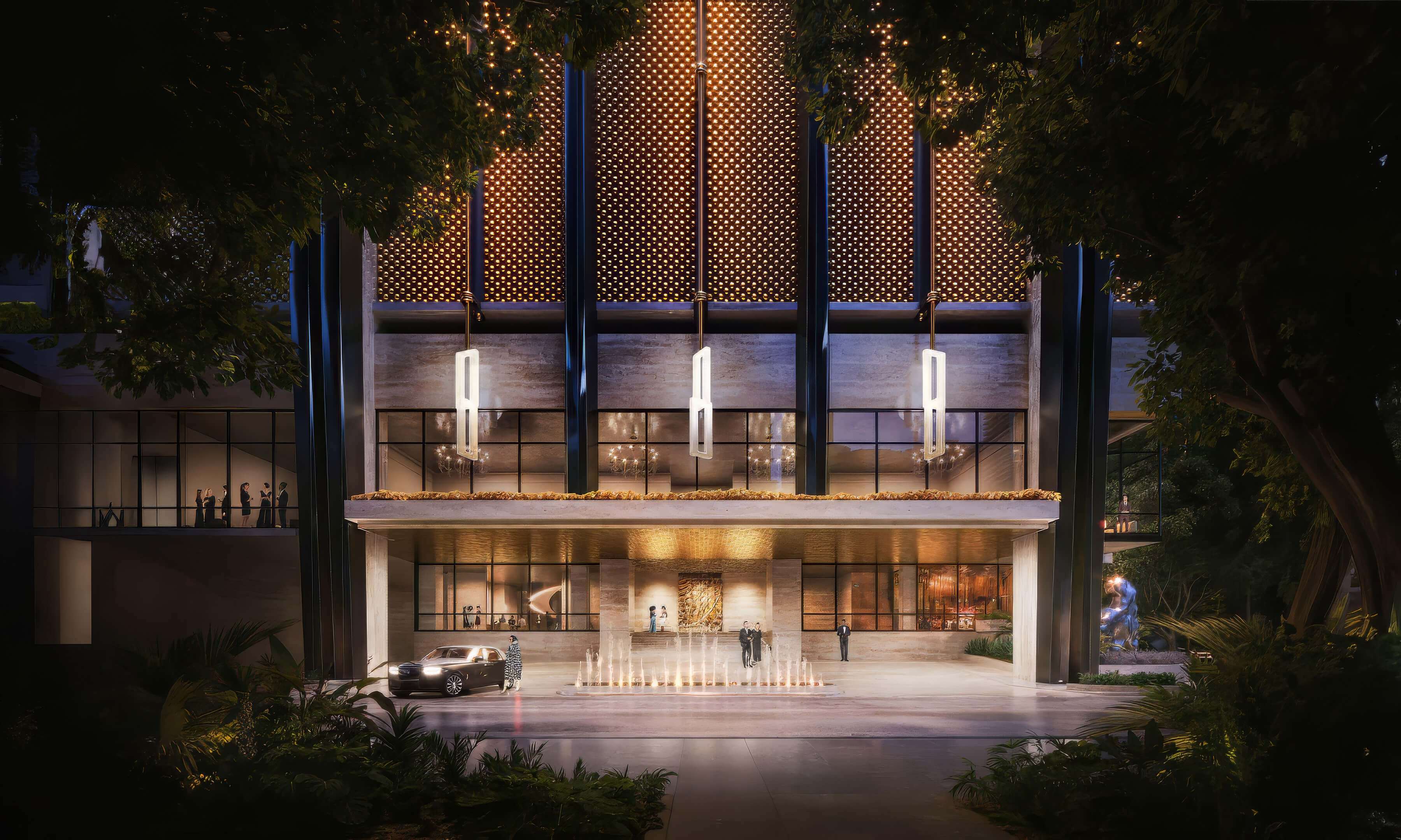 Dolce & Gabbana Residences entrance with illuminated design and luxury arrival experience
