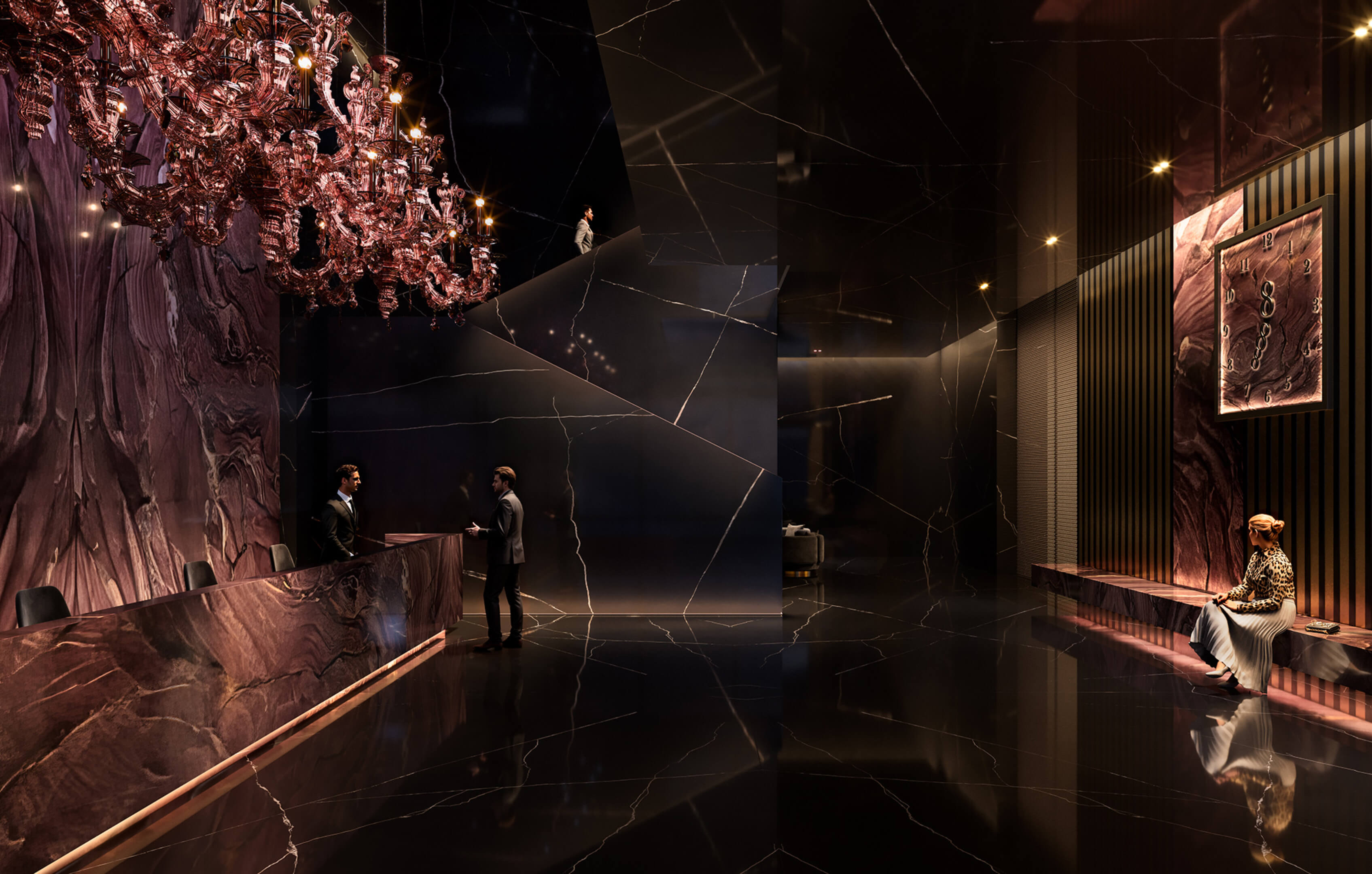 High-end lobby interior of Dolce & Gabbana Residences with luxury finishes and ambiance