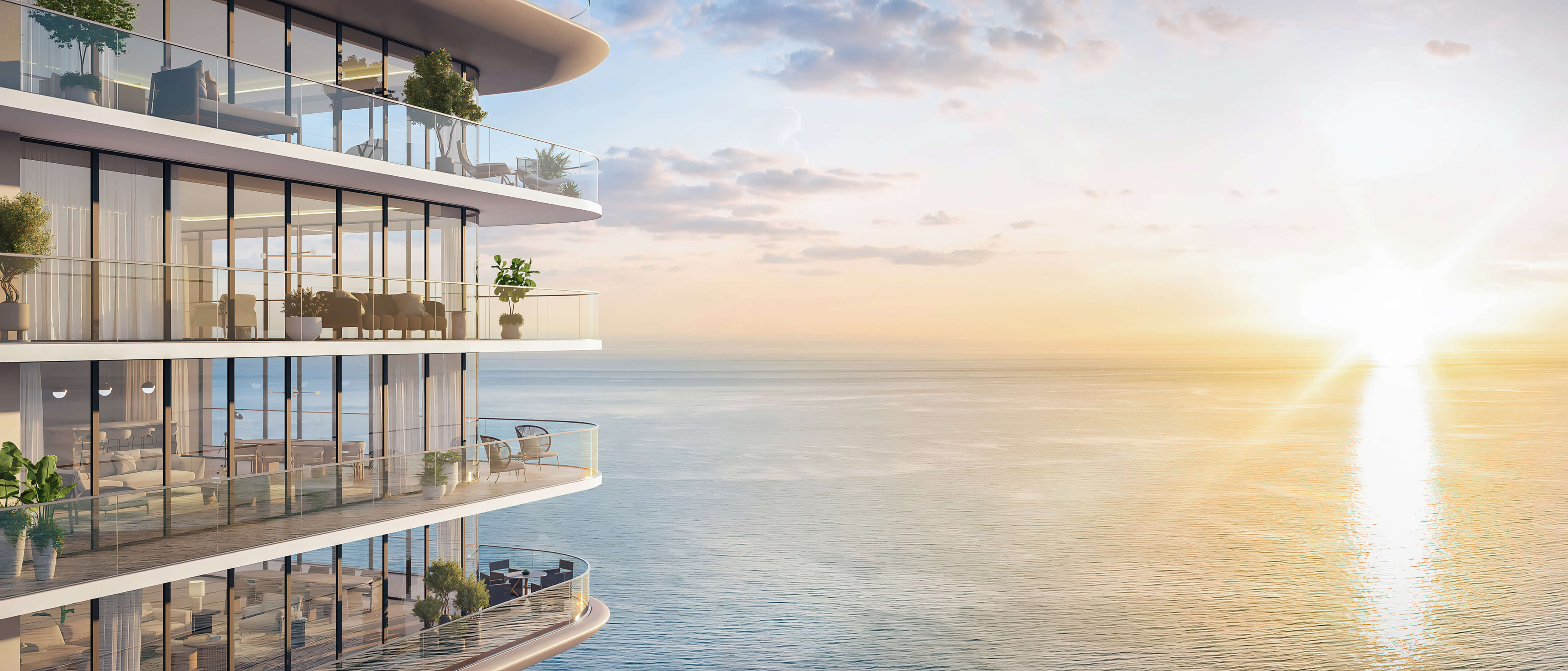 Icon Beach Residences sunset ocean view from balconies