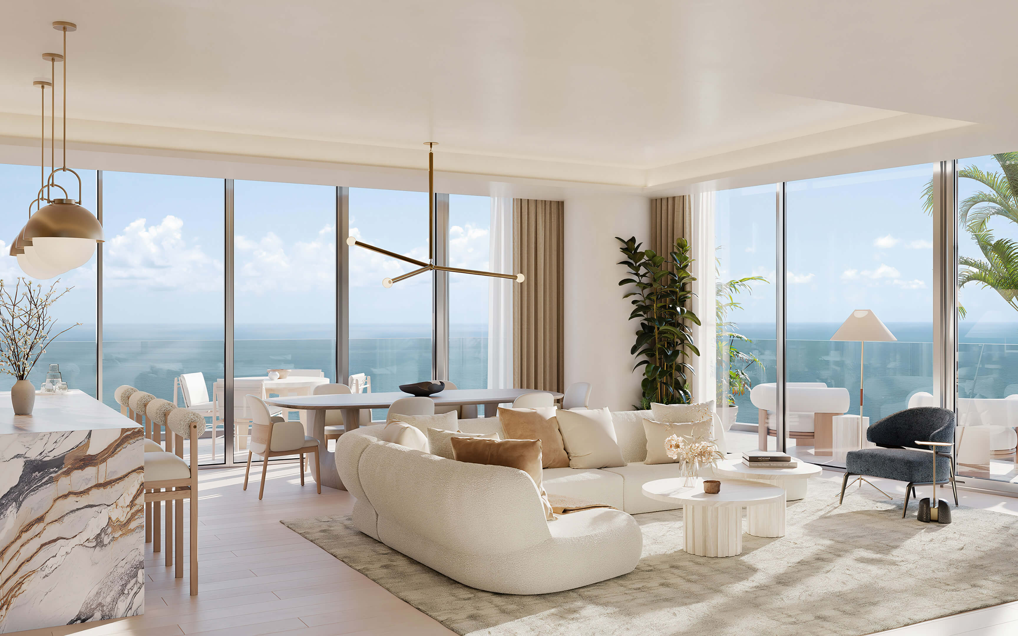 Icon Beach Residences bright and airy living space