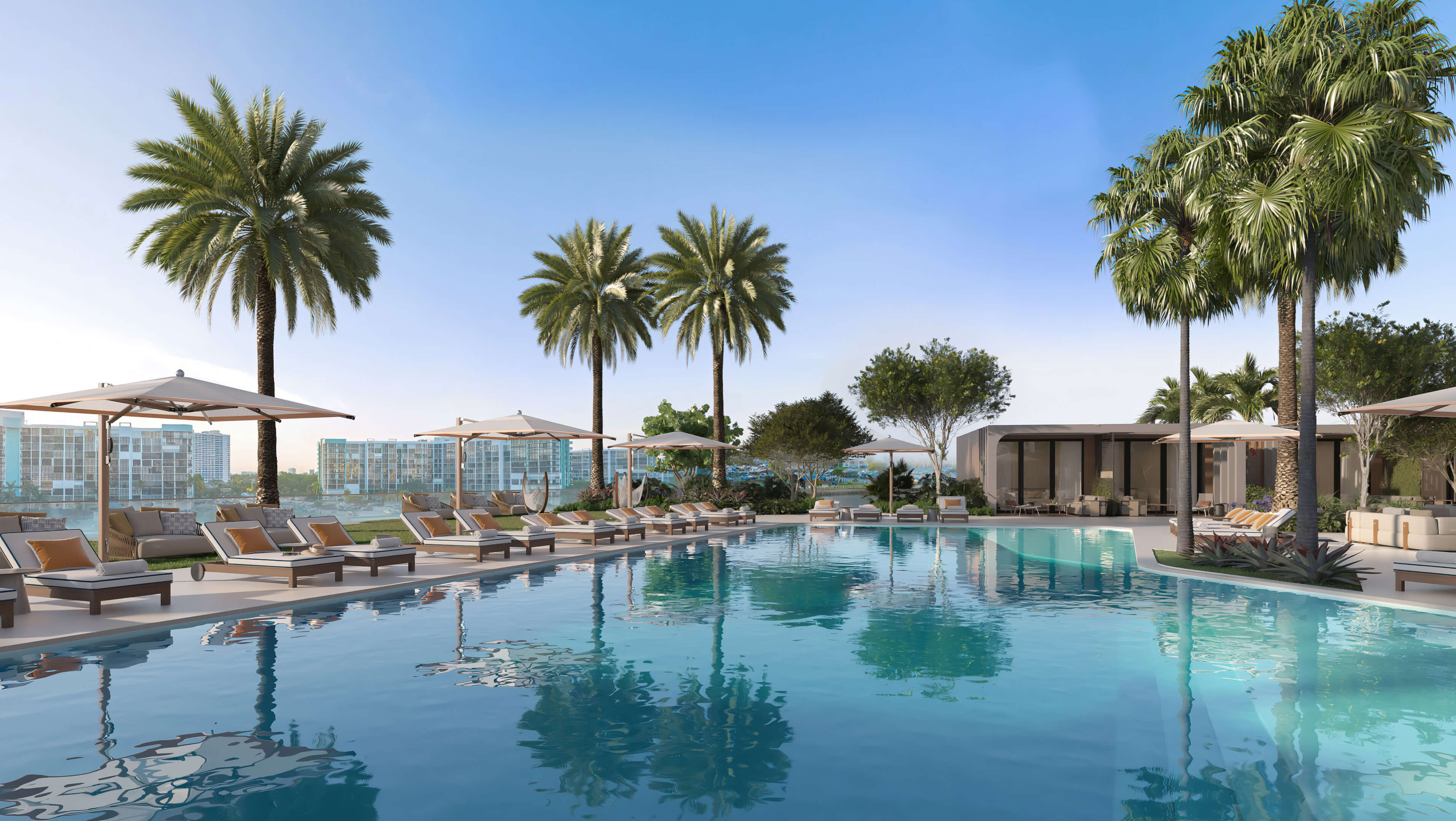 Icon Beach Residences luxury poolside close-up