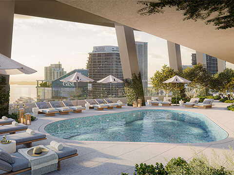 Lofty Residences Brickell sky pool deck with city view