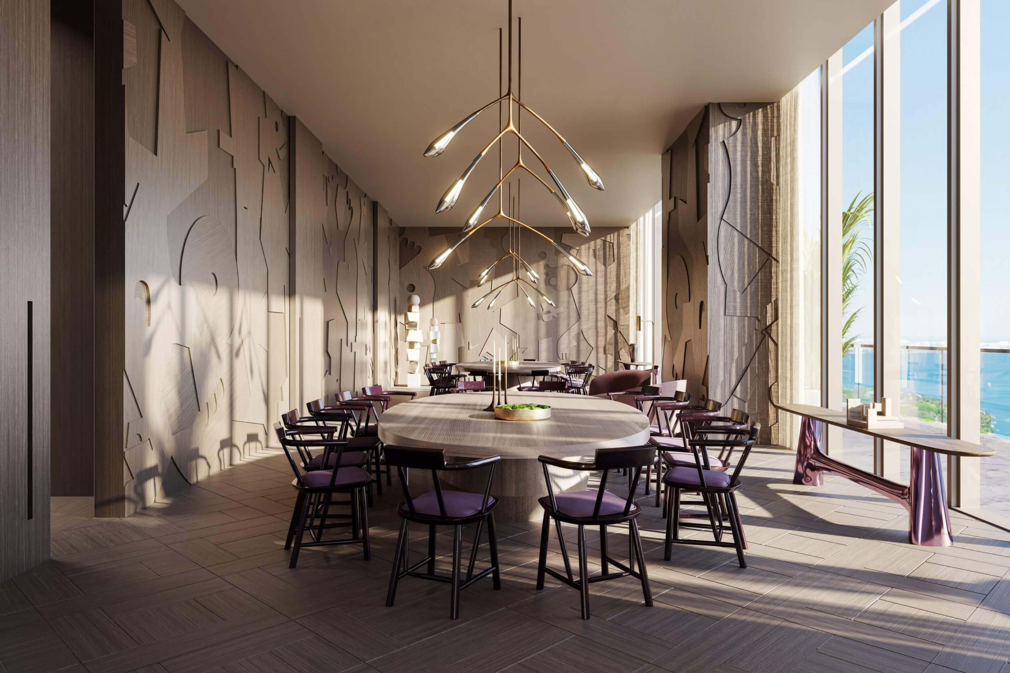 Exclusive private dining room with bay views at Miami Tropic Residences