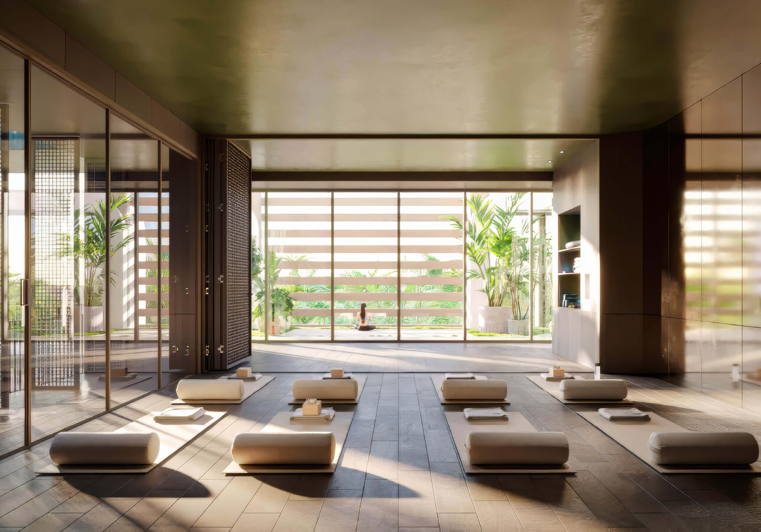 Yoga and meditation room with garden view at Miami Tropic Residences