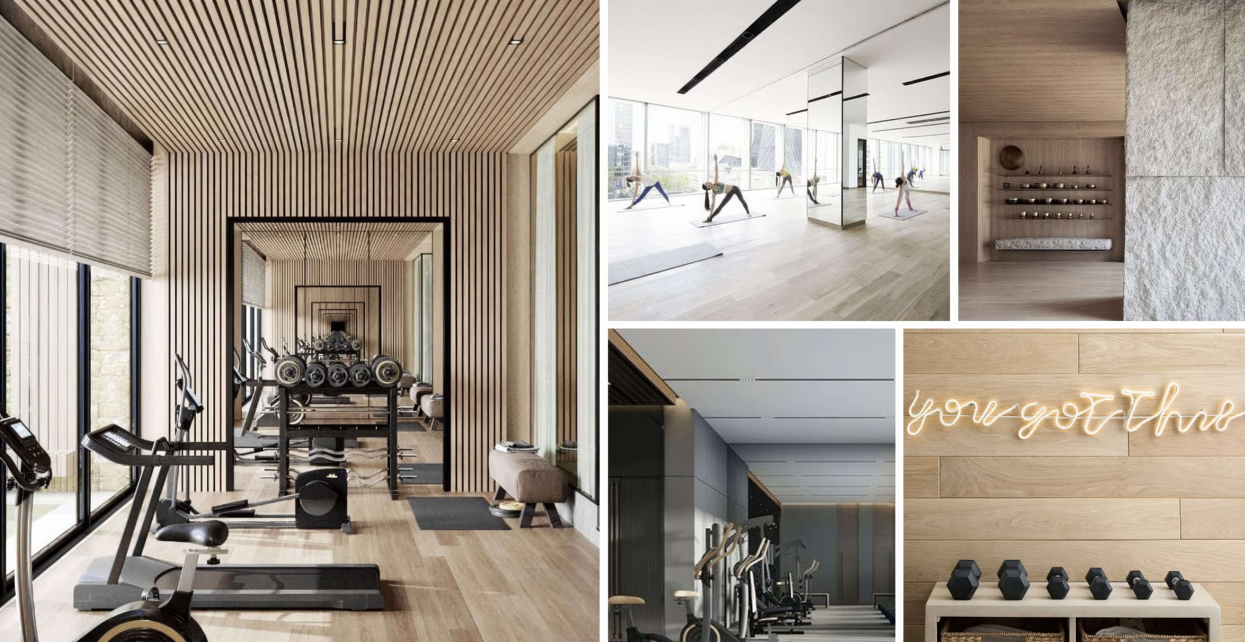 Wellness amenities at NoBe Parc Miami Beach featuring fitness room, yoga studio and modern spa-inspired design