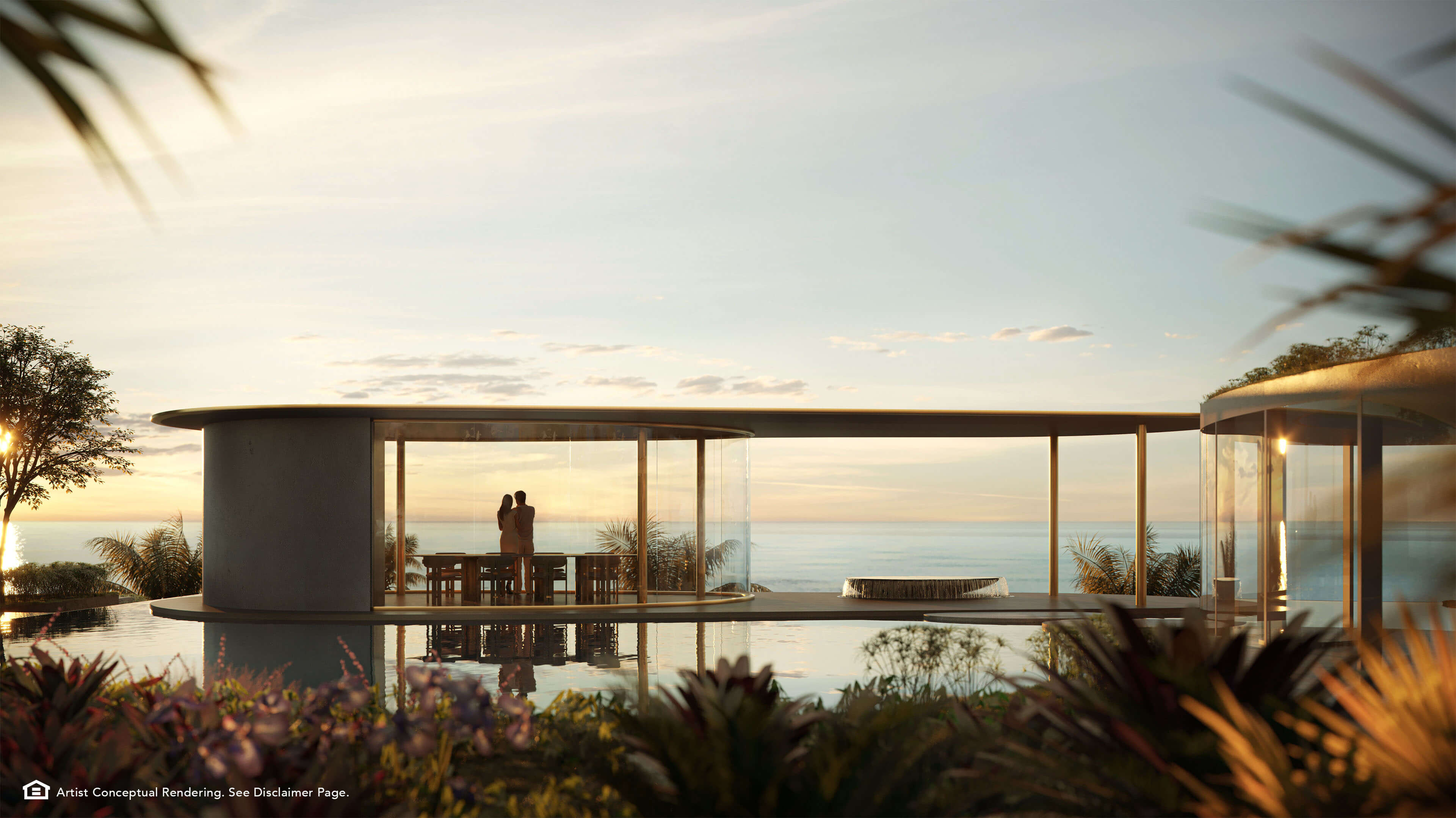 Waterfront sunset pavilion at The Residences Mandarin Oriental surrounded by tropical gardens