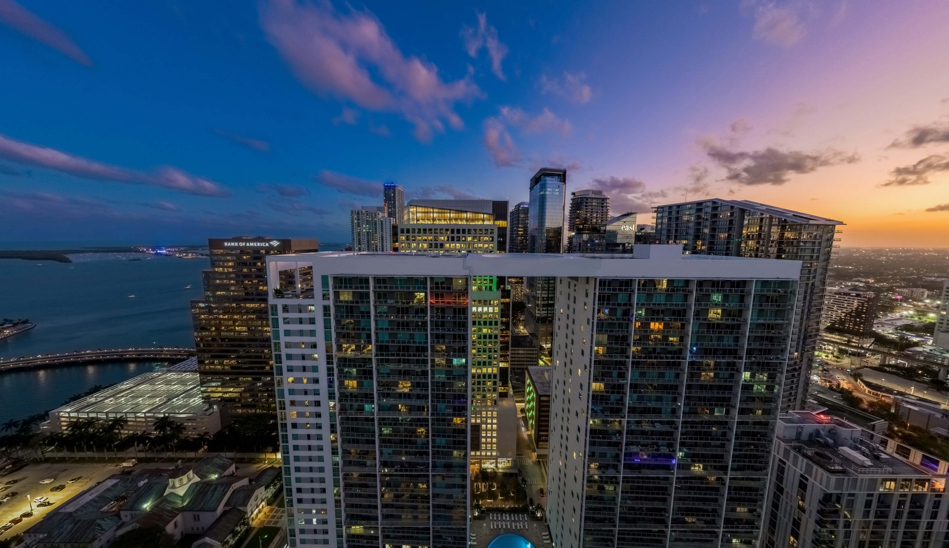 Skyline of residential towers featuring Viceroy Brickell and Bank of America building